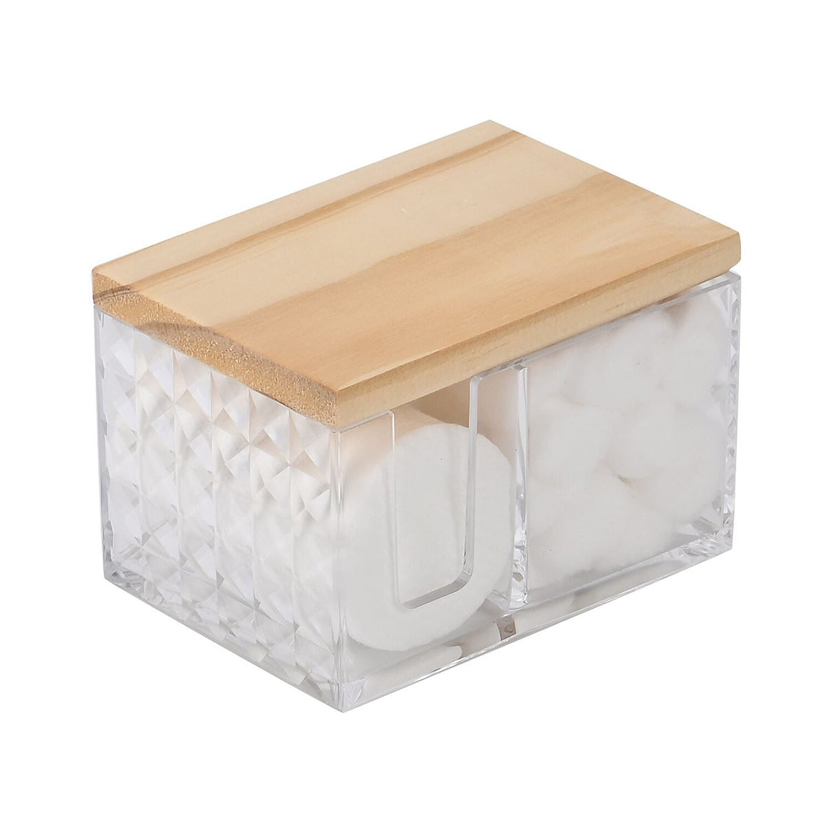 Eco-Friendly Bath Collection - Cotton Balls, Swabs, and Pads in A Stylish Plastic Tray with A Wooden Lid 7581342 2