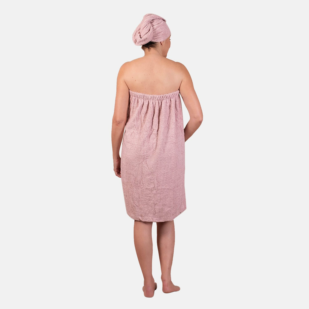 100% Cotton Womens Shower Body Wrap with Hair Cap (Size 138x78x1 cm) - Pink 7173867 1