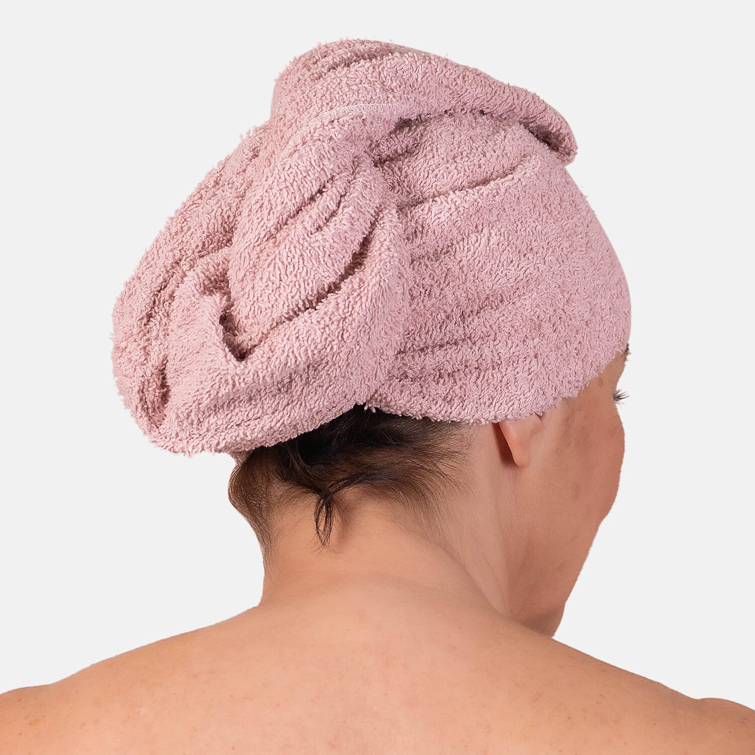 100% Cotton Womens Shower Body Wrap with Hair Cap (Size 138x78x1 cm) - Pink 7173867 5