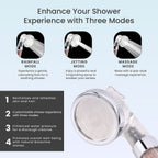 High-Pressure Ionic Filter Shower Head with 3 Adjustable Spray Settings (22 x 8cm)