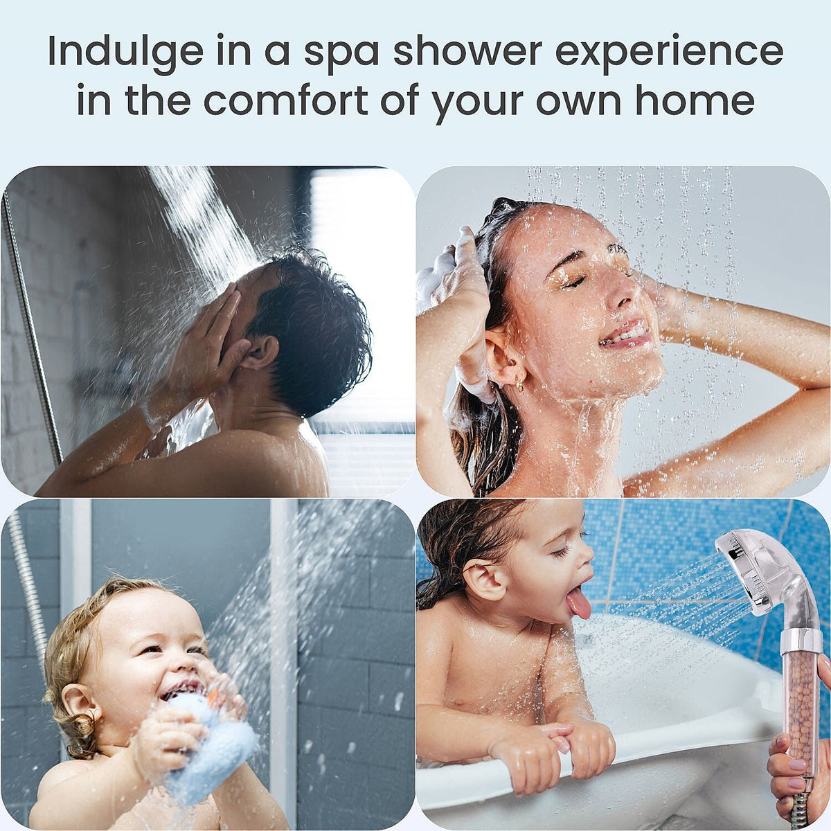 High-Pressure Ionic Filter Shower Head with 3 Adjustable Spray Settings (22 x 8cm) V32604060 6