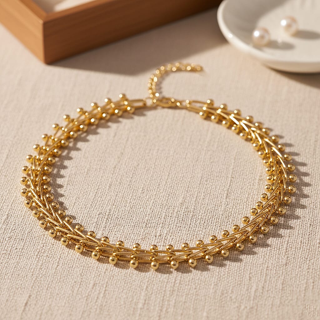 Beaded Necklace (Size - 18-2 Ext) in Yellow Gold Tone 8259788 2