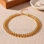 Beaded Necklace (Size - 18-2 Ext) in Yellow Gold Tone
