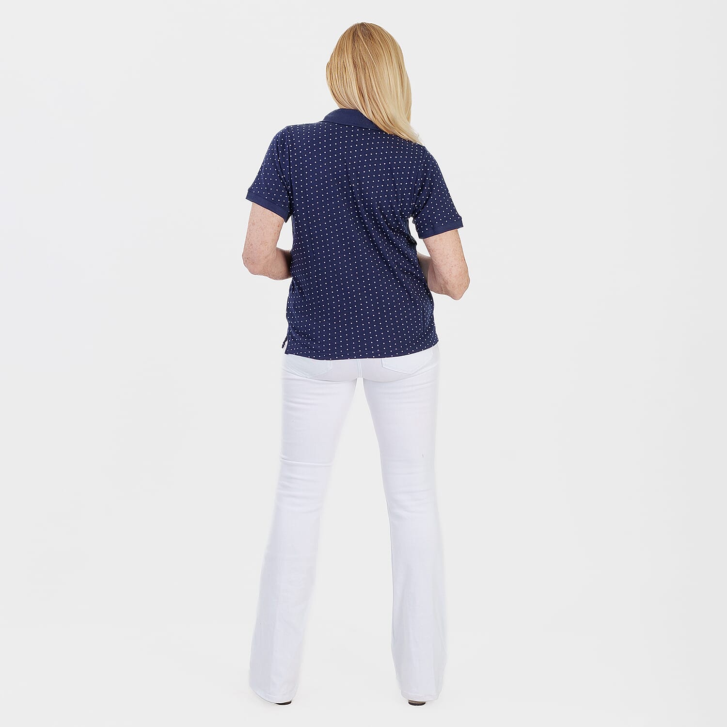 Beaumonde Ladies Polo Collar Short Sleeve Jersey Tee (Size L, 16-18) - Navy V32518010 3