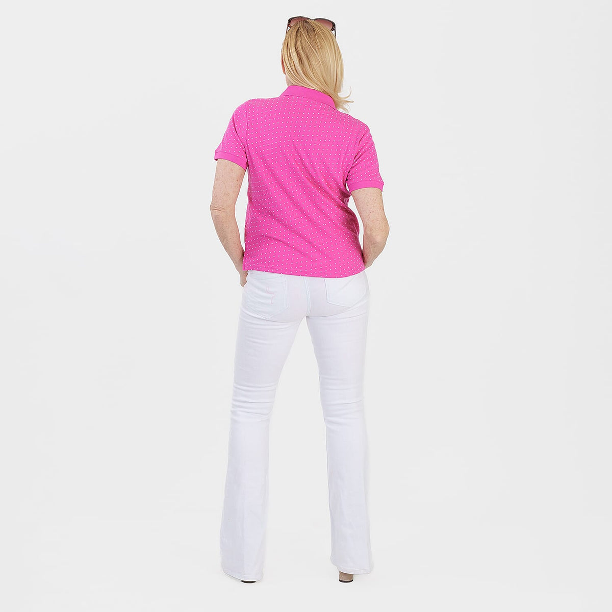 Beaumonde Ladies Polo Collar Short Sleeve Jersey Tee (Size L, 16-18) - Raspberry V32571308 2