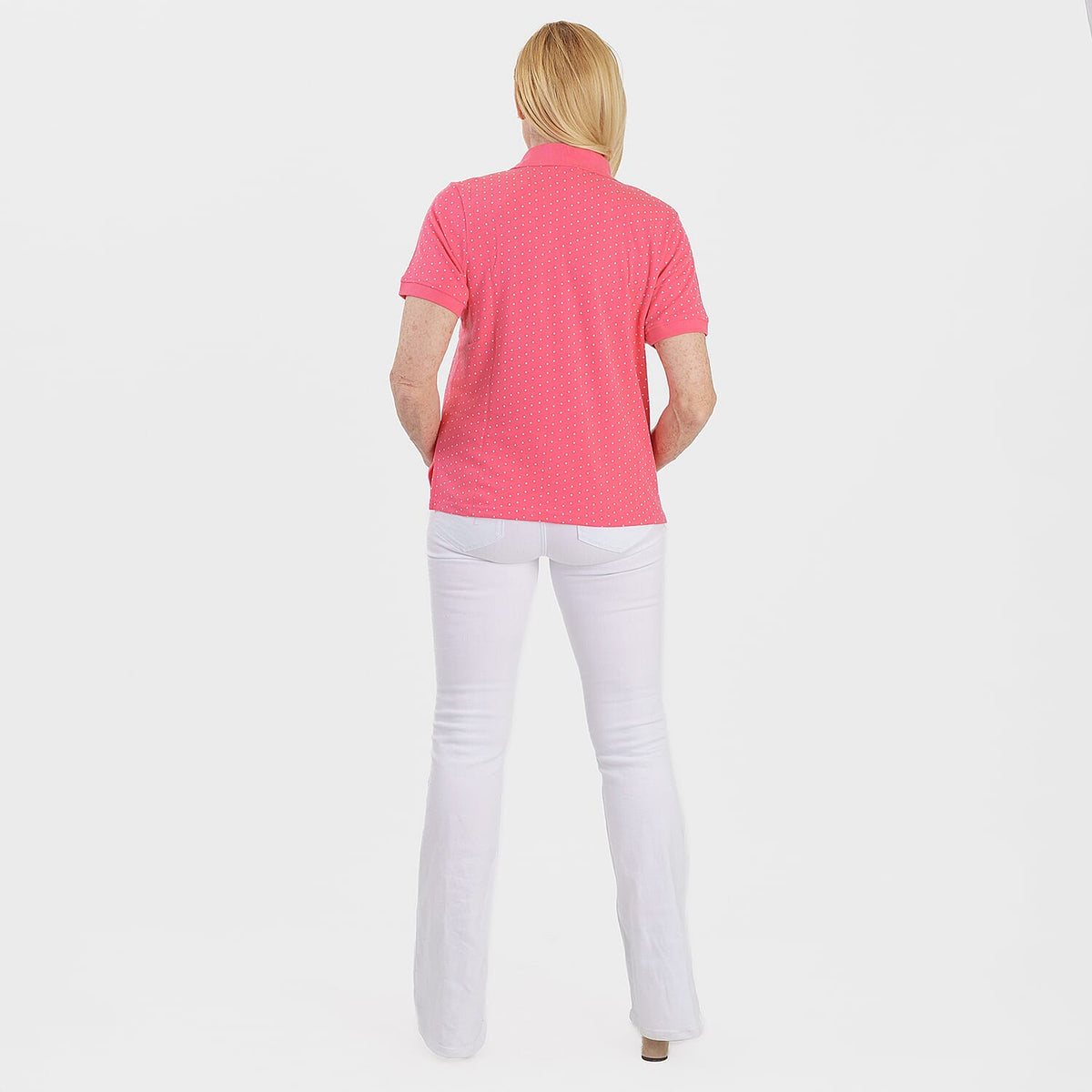 Beaumonde Ladies Polo Collar Short Sleeve Jersey Tee (Size S, 8-10) - Coral V32680333 2