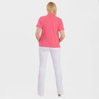 Beaumonde Ladies Polo Collar Short Sleeve Jersey Tee (Size S, 8-10) - Coral