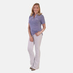 Beaumonde Ladies Short Sleeve Polo With Woven Floral Print Collar (Size M, 12 to 14) - Lilac