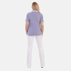 Beaumonde Ladies Short Sleeve Polo With Woven Floral Print Collar (Size M, 12 to 14) - Lilac