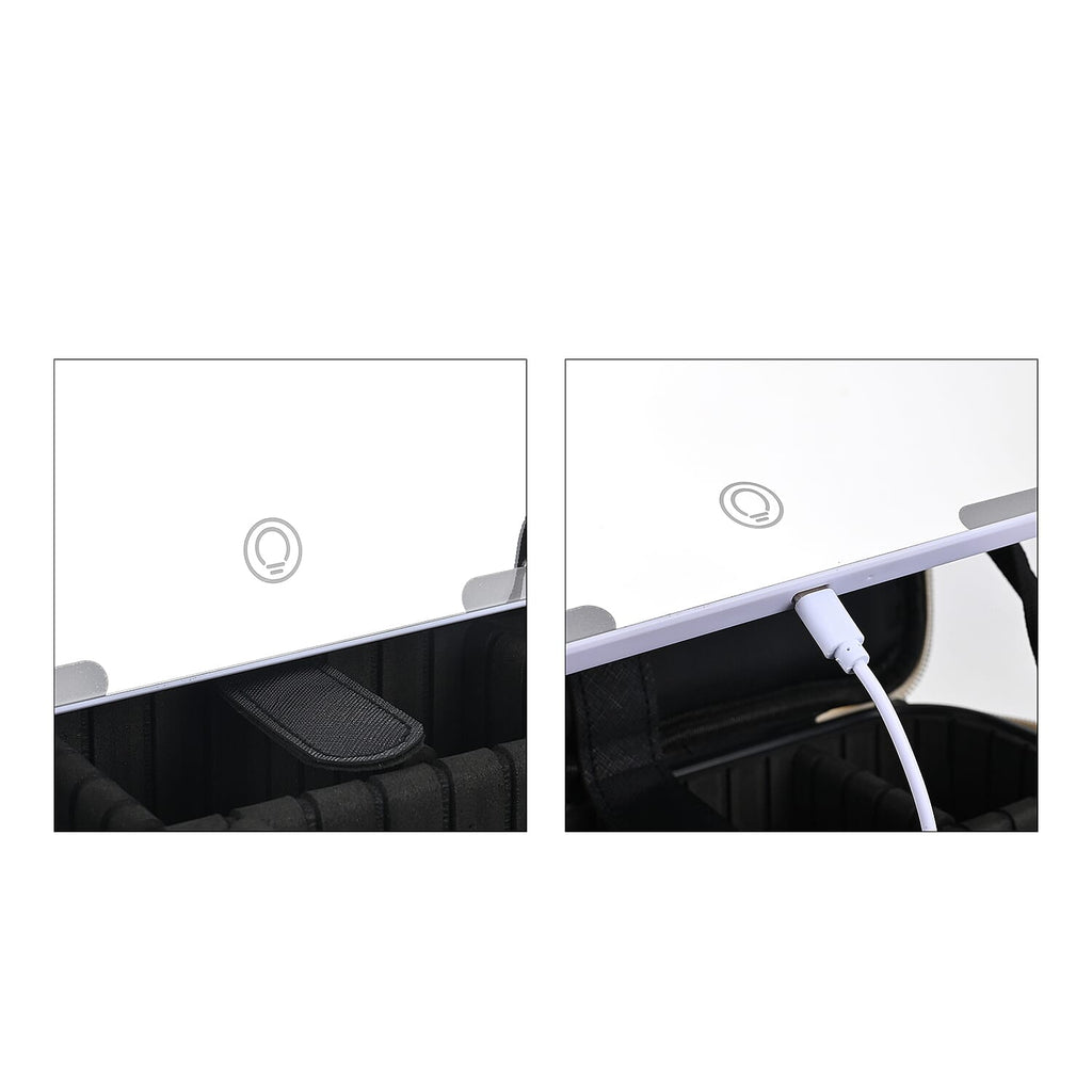 Beautech makeup case with LED mirror - White