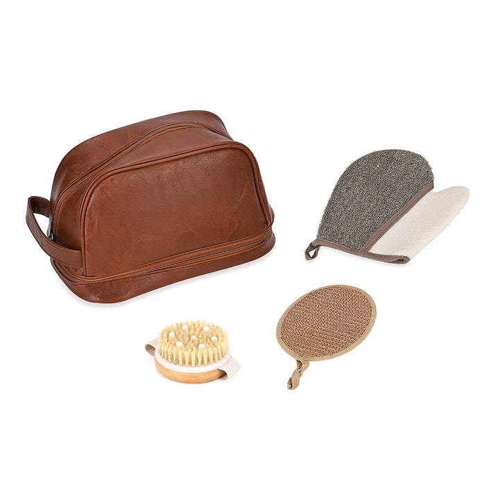 Beautech Set of 4 Bath and Body Care Set - Storage Bag, Bath Glove, Rub Pad, Massage Brush- Ultimate Care set 7829283 1