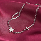 Platinum Overlay Sterling Silver Line Bracelet 1 Row