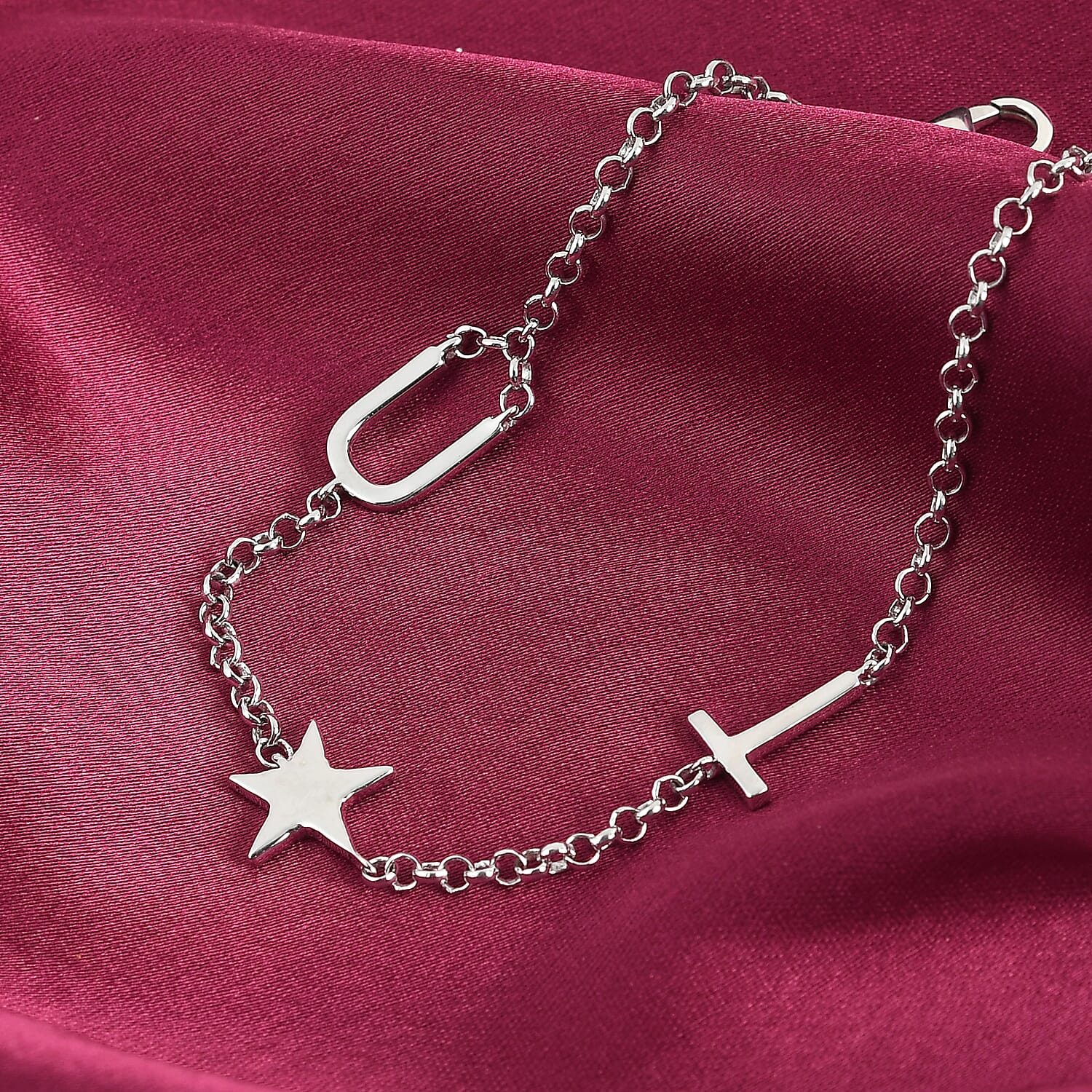 Belcher Bracelet in Platinum Plated Sterling Silver 3769654 0