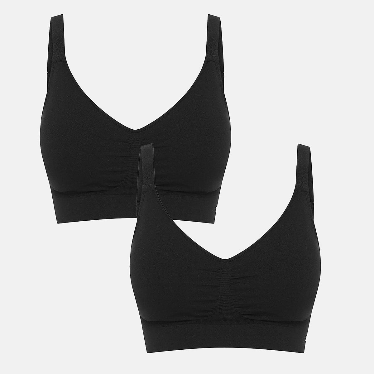 Bella Bodies Pack of 2 - Easyfit Adjustable Quick-Dry Wirefree Travel Bra with Removable Bra Pads (Size M) - Black V32666061 0