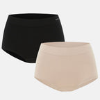 Bella Bodies Pack of 2 - Seamless Full Coverage Bamboo Girlshort (Size M) - Black & Sand