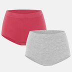Bella Bodies Pack of 2 - Seamless Full Coverage Bamboo Girlshort (Size M) - Grey Rose