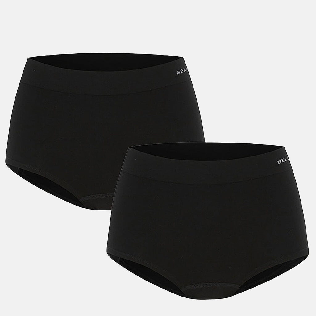 Bella Bodies Pack of 2 - Seamless Full Coverage Bamboo Girlshort (Size XL) - Black