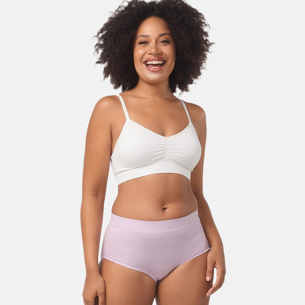 Bella Bodies Pack of 2 - Seamless Full Coverage Bamboo Girlshort (Size XL) - Grey Marle-Soft Lilac