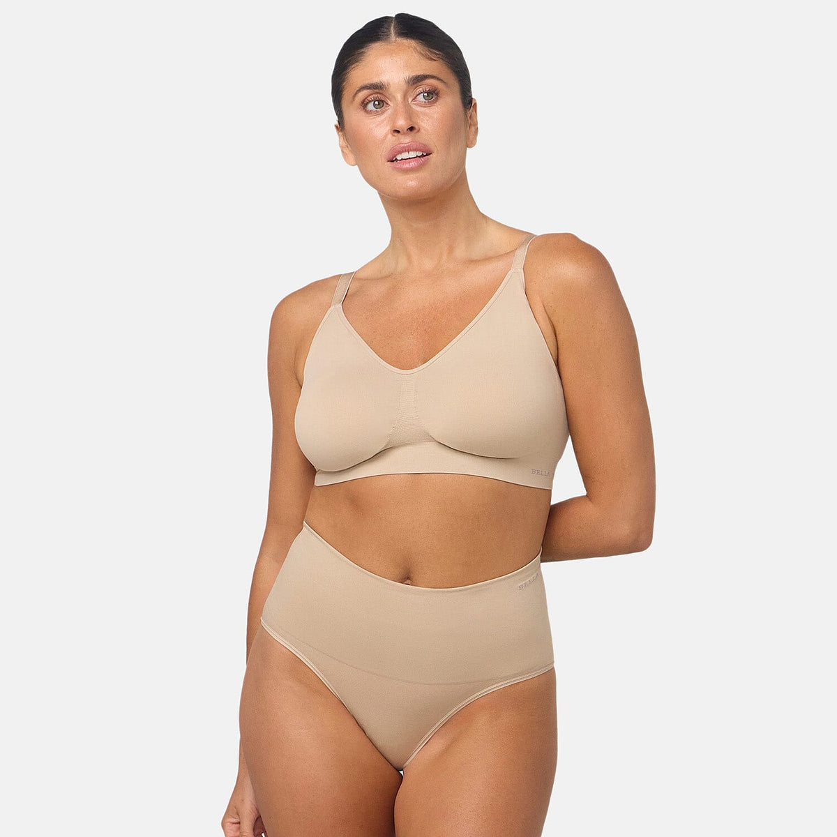 Bella Bodies Pack of 2 - SmoothMe Quick-Dry Seamless High-Waisted Briefs (Size M) - Sand V32603562 1