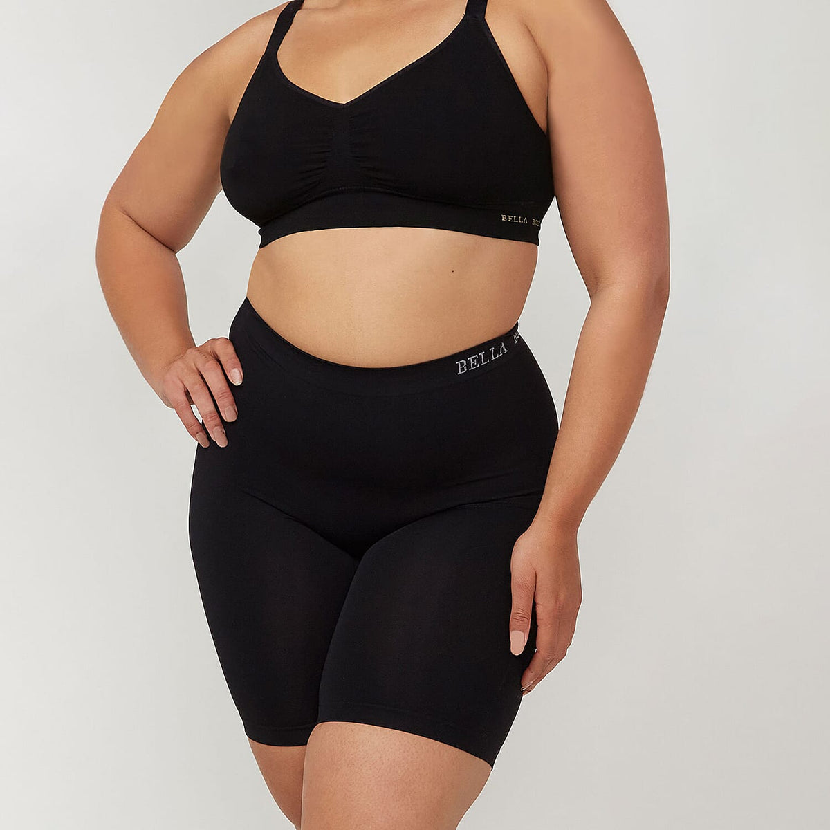 Bella Bodies Cool Fit Quick-Dry Everyday Anti-Chafing Shorts (Size XXXL) - Black &amp; Taupe V32580188 2