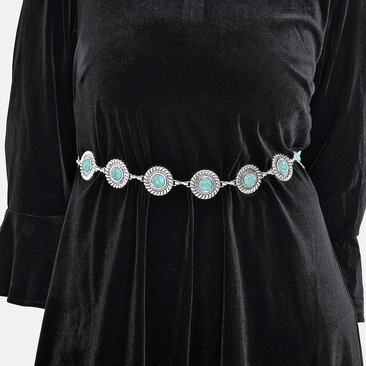 Womenâ€™s Concho Chain-Link Belt 7733608 2