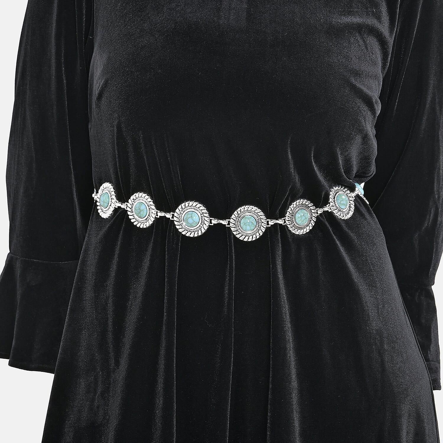 Womenâ€™s Concho Chain-Link Belt 7733608 2