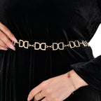 Women Stylish Chain-Link Belt (Free Size, 130 cm) - Golden