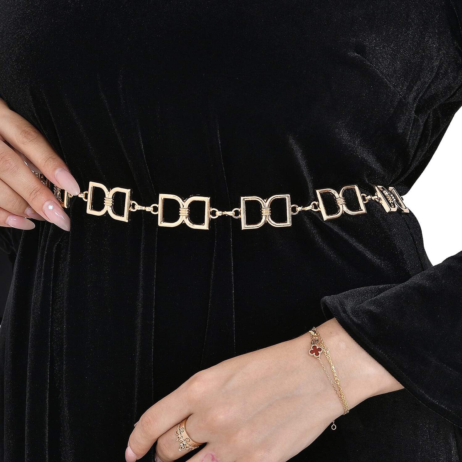 Women Stylish Chain-Link Belt (110cm) - Golden 7733598 2