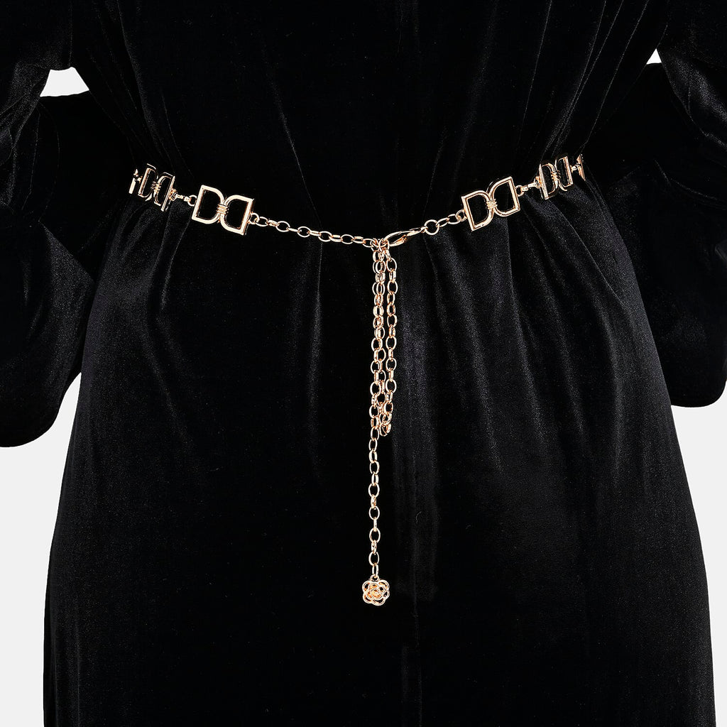 Women Stylish Chain-Link Belt (Free Size, 130 cm) - Golden