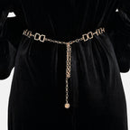 Women Stylish Chain-Link Belt (Free Size, 130 cm) - Golden