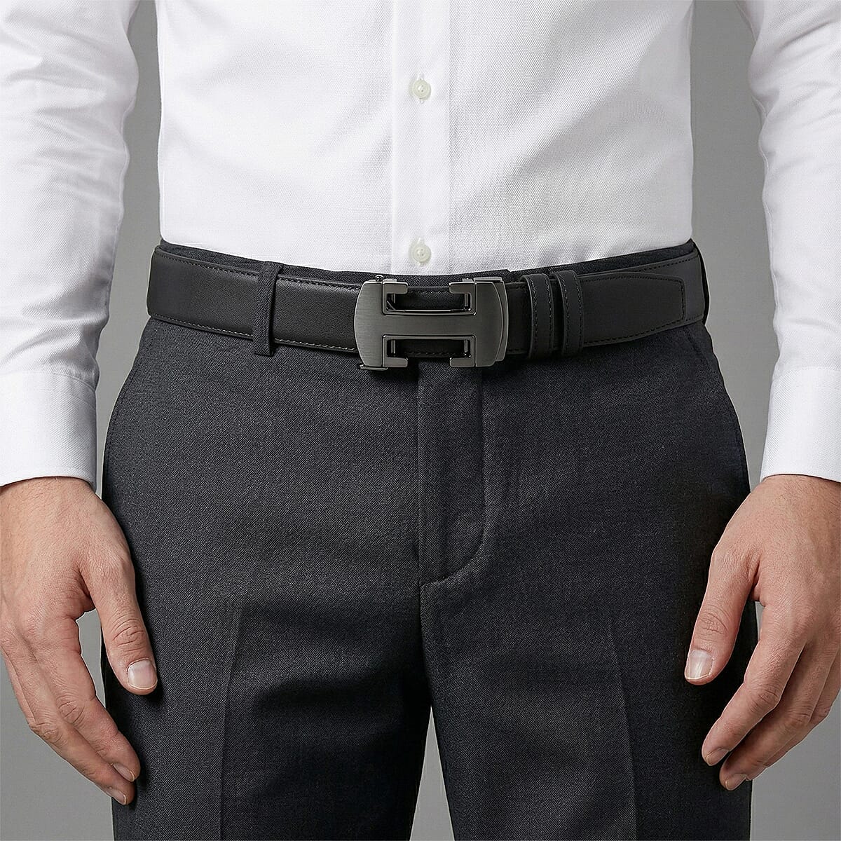 Genuine Leather Belt with Gift Box (Size - 130 CM) - Gunmetal 8426223 3
