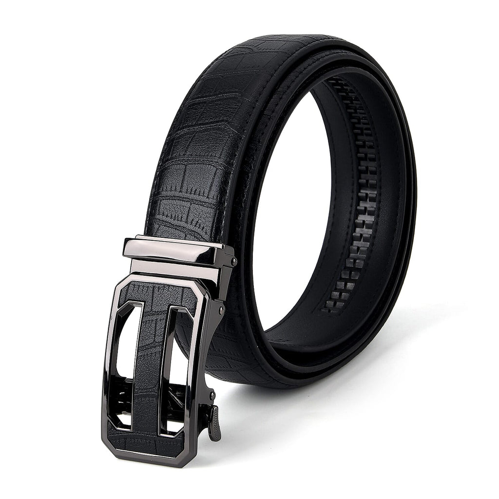 Genuine Leather Belt with Gift Box (Size - 115 CM) - Black
