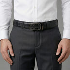 Genuine Leather Belt with Gift Box (Size - 115 CM) - Black
