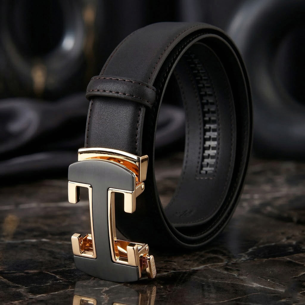 Genuine Leather Belt with Gift Box (Size - 130 CM) - Dark Brown