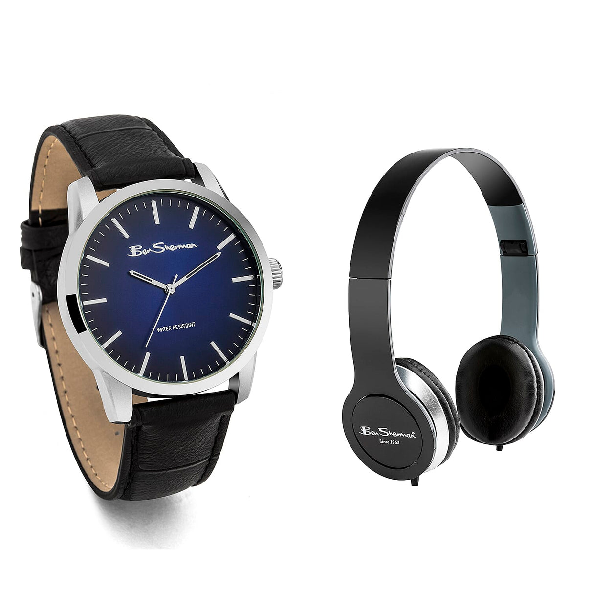 Ben Sherman Black Leather Strap Water Resistant Watch with Headphone Set 7732943 3