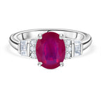 Super Find- Cabo Delgado AAA Ruby & White Zircon Ring in Rhodium Overlay Sterling Silver 2.88 Ct.