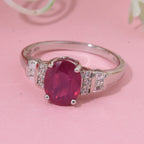 Super Find- Cabo Delgado AAA Ruby & White Zircon Ring in Rhodium Overlay Sterling Silver 2.88 Ct.