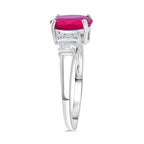 Super Find- Cabo Delgado AAA Ruby & White Zircon Ring in Rhodium Overlay Sterling Silver 2.88 Ct.