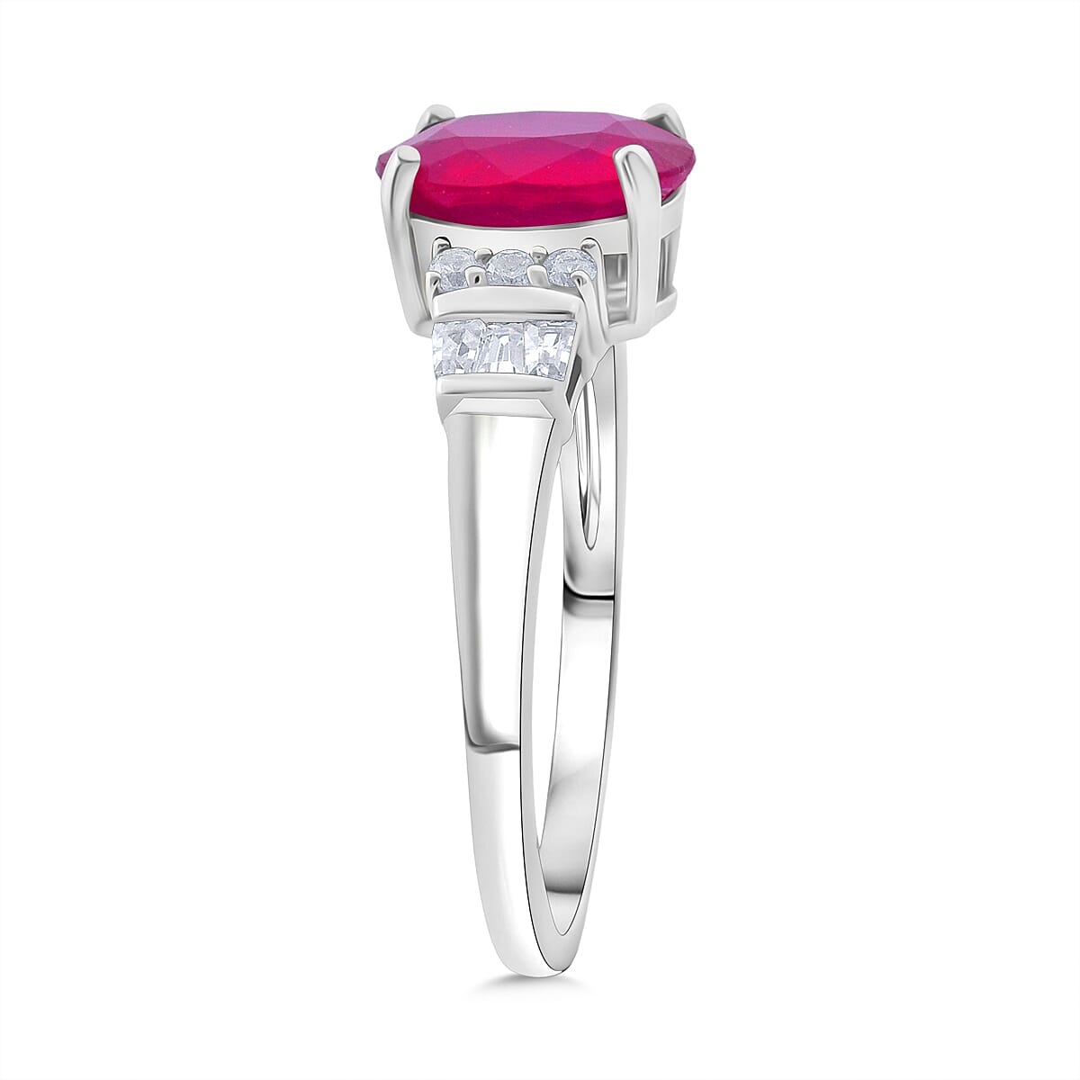 Super Find- Cabo Delgado AAA Ruby &amp; White Zircon Ring in Rhodium Overlay Sterling Silver 2.88 Ct. 8282911 3