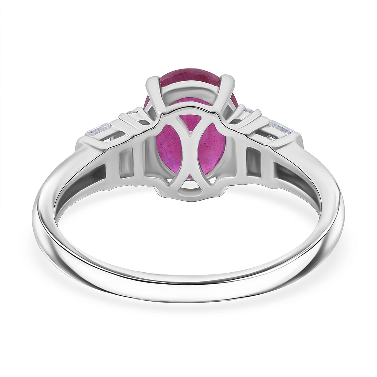 Super Find- Cabo Delgado AAA Ruby &amp; White Zircon Ring in Rhodium Overlay Sterling Silver 2.88 Ct. 8282911 4