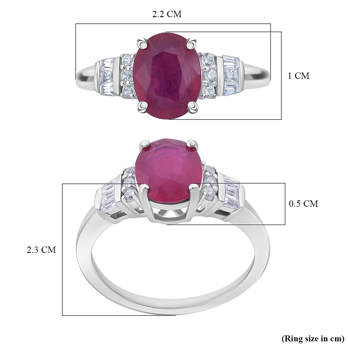 Super Find- Cabo Delgado AAA Ruby &amp; White Zircon Ring in Rhodium Overlay Sterling Silver 2.88 Ct. 8282911 5