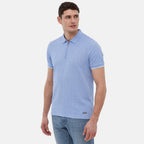 Bench Mens Cotton-Blend Quarter-Zip Textured Polo (Size XXL) - Blue