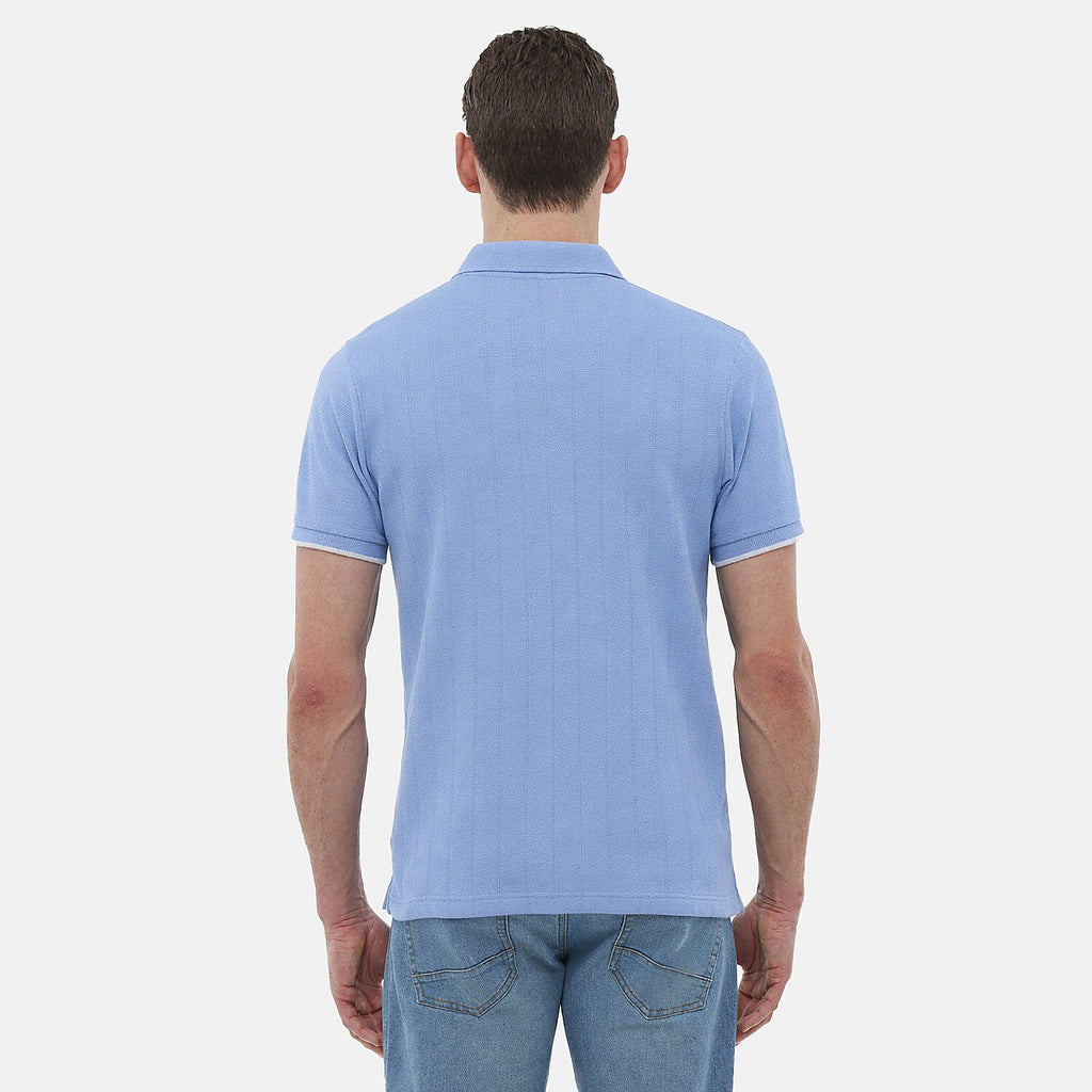 Bench Mens Cotton-Blend Quarter-Zip Textured Polo (Size XXL) - Blue