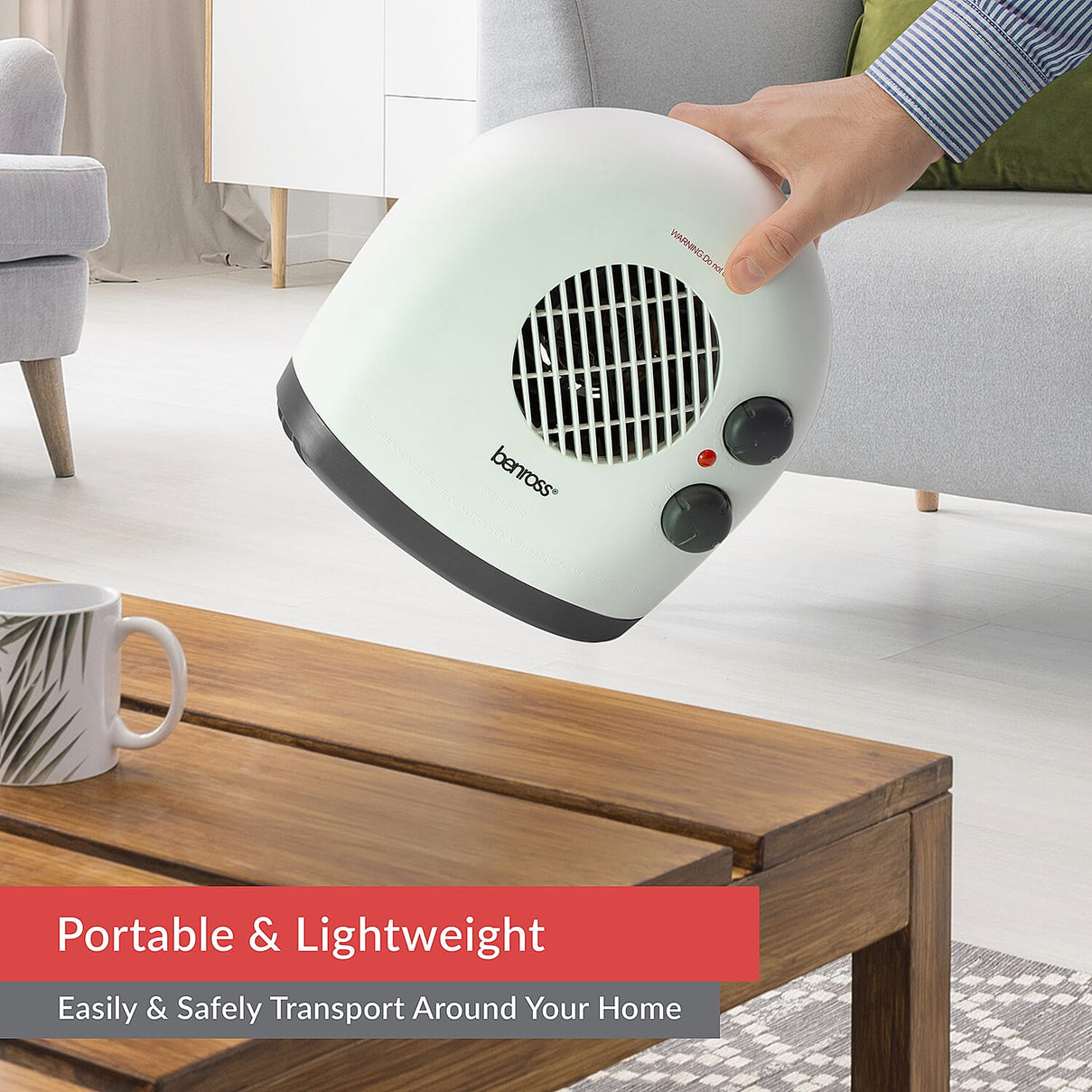 Benross Low Noise Heater Featuring Both Heating and Cooling Options with 3 Temperature Settings (Heat Output 2KW) - White and Grey 7681937 6