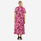 Bershka Floral Print Midi Dress (Size 12) - Pink