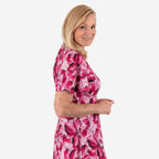 Bershka Floral Print Midi Dress (Size 12) - Pink