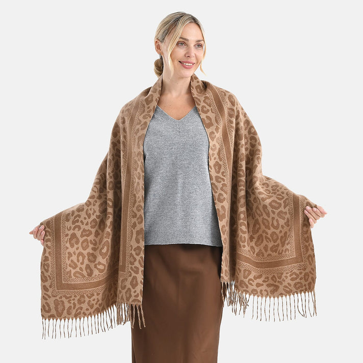 Jacquard Shawl for Women with Tassels V32636964 1