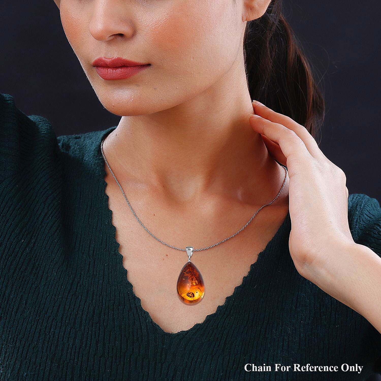 Tucson Special - Bi Colour Baltic Amber Solitaire Drop Pendant 7660923 1