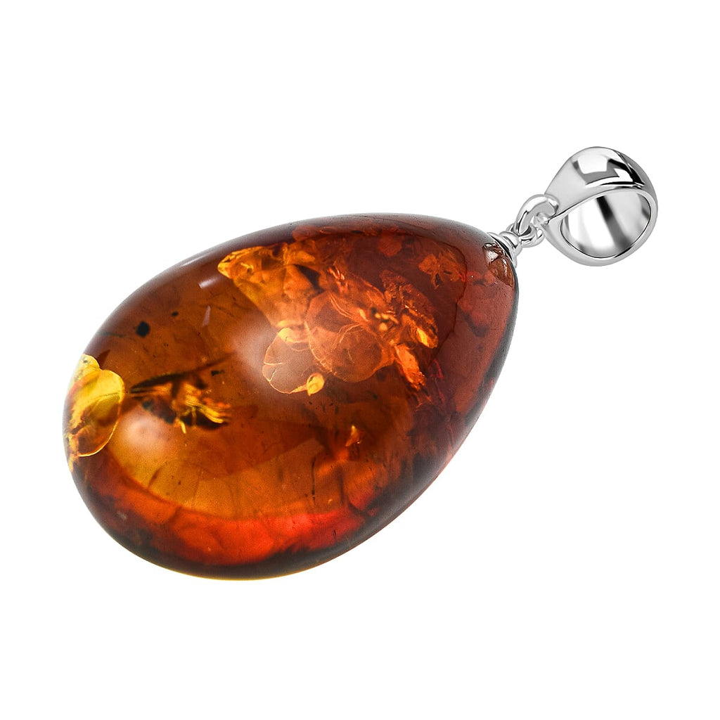 Tucson Special - Bi Colour Baltic Amber Solitaire Drop Pendant