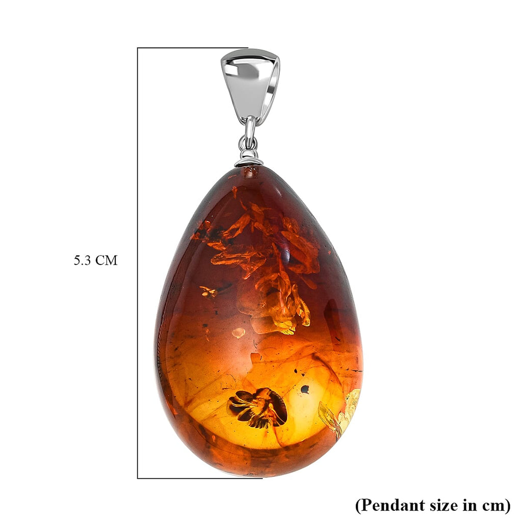 Tucson Special - Bi Colour Baltic Amber Solitaire Drop Pendant